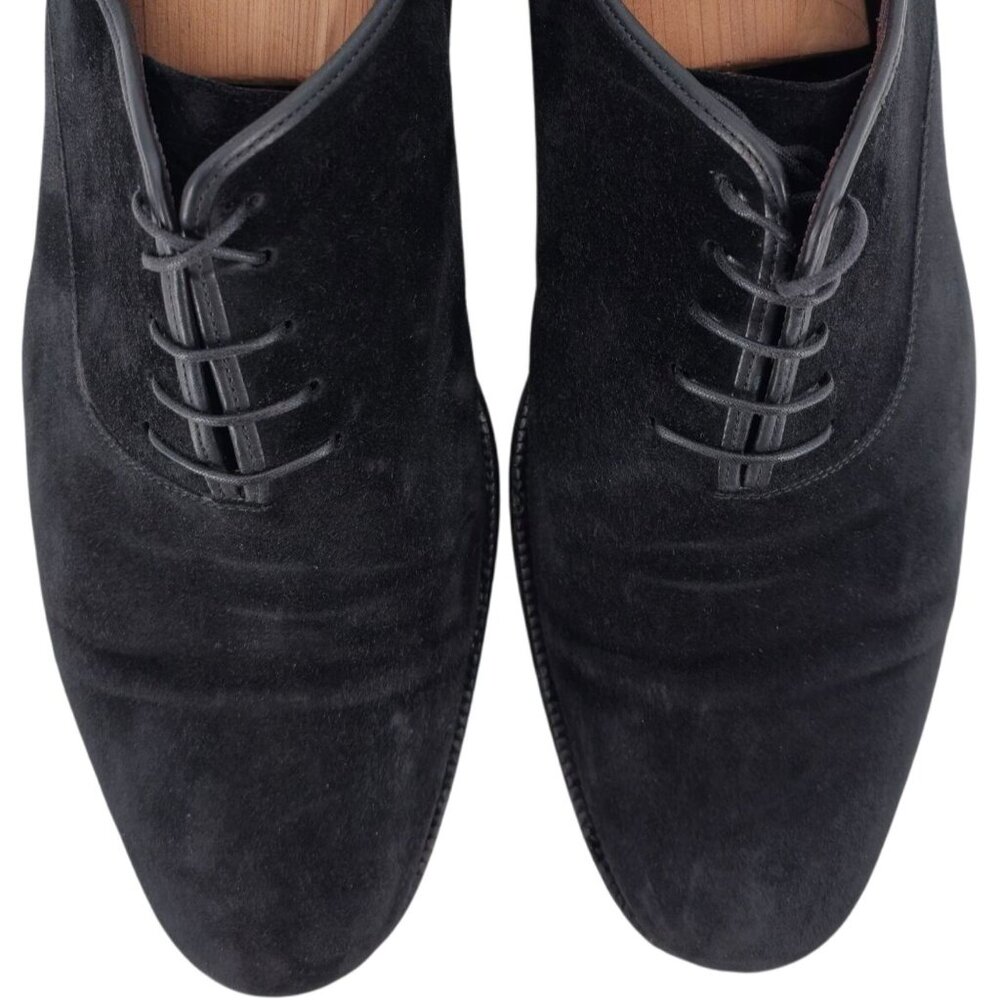 Salvatore Ferragamo Italy Men size 13D Black Suede Dress Shoes Plain-toe Oxfords - Picture 13 of 15
